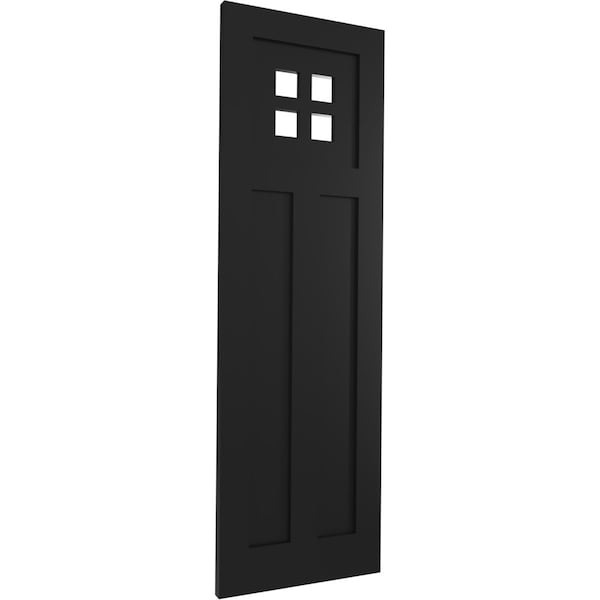 Ekena Millwork True Fit PVC San Antonio Mission Style Fixed Mount Shutters, Black, 12W x 27H, PR - TFP001ST12X027BL