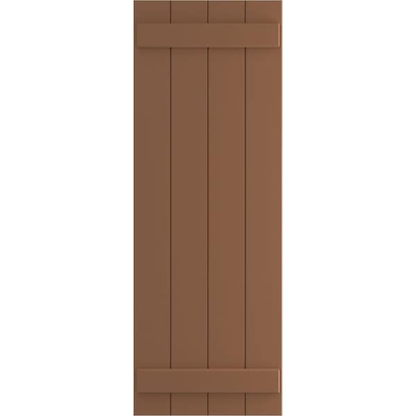 Ekena Millwork True Fit PVC, Four Board Joined Board-n-Batten Shutters, Burnt Toffee, 21 1/2W x 33H, PR - TFP101BBF21X033BT