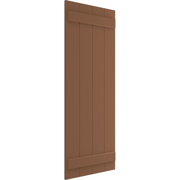 Ekena Millwork True Fit PVC, Four Board Joined Board-n-Batten Shutters, Burnt Toffee, 21 1/2W x 33H, PR - TFP101BBF21X033BT