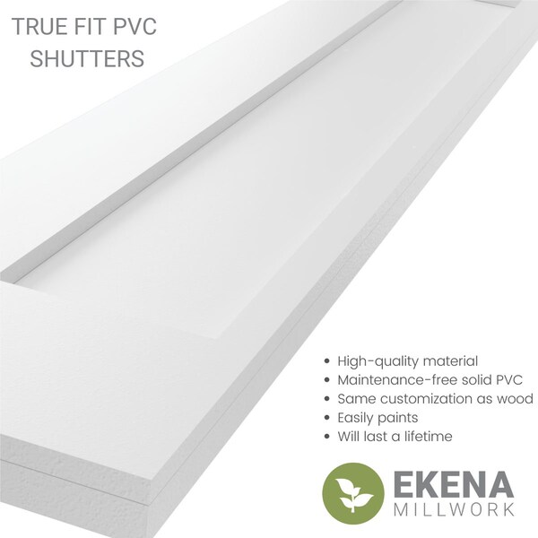 Ekena Millwork True Fit PVC San Antonio Mission Style Fixed Mount Shutters, Unfinished, 12W x 32H, PR - TFP001ST12X032UN