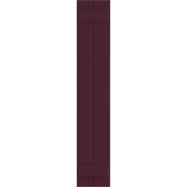 Ekena Millwork True Fit PVC, Two Board Joined Board-n-Batten Shutters, Wine Red, 10 3/4W x 56H, PR - TFP101BBF11X056WR