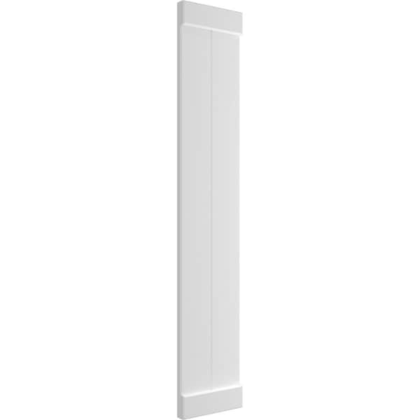 Ekena Millwork True Fit PVC, Two Board Joined Board-n-Batten Shutters w/End Batten, Unfinished , 10 3/4W x 73H, PR - TFP103BB11X073UN