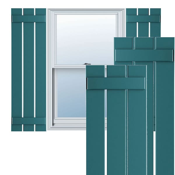 Ekena Millwork True Fit PVC, Three Board Spaced Board-n-Batten Shutters, Antigua , 17 1/8W x 53H, PR - TFP101SBF17X053AN