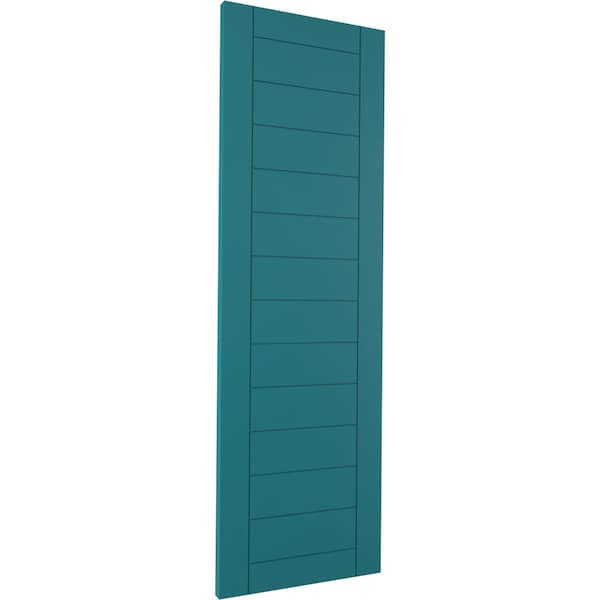 Ekena Millwork True Fit PVC Horizontal Slat Framed Modern Style Fixed Mount Shutters, Antigua, 12W x 53H, PR - TFP001HF12X053AN