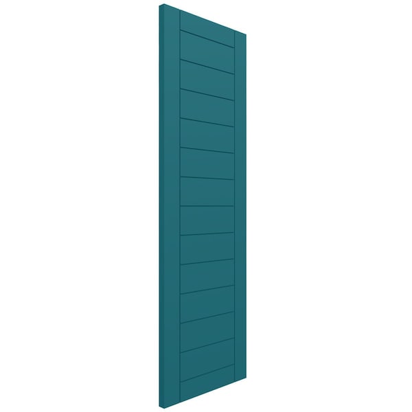 Ekena Millwork True Fit PVC Horizontal Slat Framed Modern Style Fixed Mount Shutters, Antigua, 12W x 53H, PR - TFP001HF12X053AN