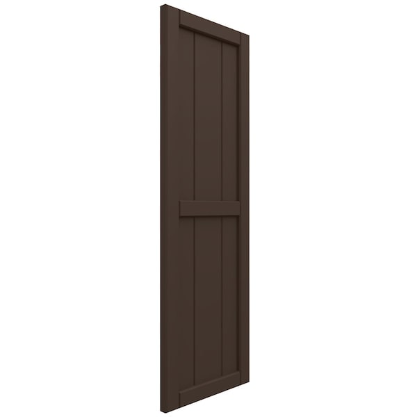 Ekena Millwork True Fit PVC, Three Board Framed Board-n-Batten Shutters, Raisin Brown, 16 1/8W x 60H, PR - TFP101BF16X060TB