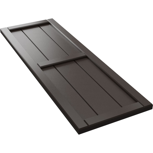 Ekena Millwork True Fit PVC, Three Board Framed Board-n-Batten Shutters, Raisin Brown, 16 1/8W x 60H, PR - TFP101BF16X060TB
