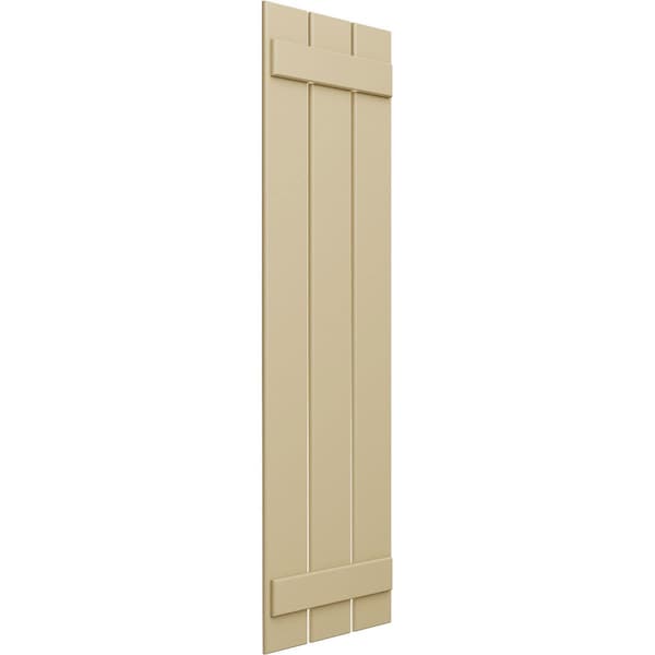 Ekena Millwork True Fit PVC, Three Board Spaced Board-n-Batten Shutters, Natural Twine, 17 1/8W x 38H, PR - TFP101SBF17X038NT