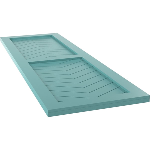 Ekena Millwork True Fit PVC Two Panel Chevron Modern Style Fixed Mount Shutters, Pure Turquoise, 18W x 79H, PR - TFP101CV18X079PT