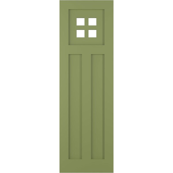 Ekena Millwork True Fit PVC San Antonio Mission Style Fixed Mount Shutters, Moss Green, 12W x 50H, PR - TFP001ST12X050MG