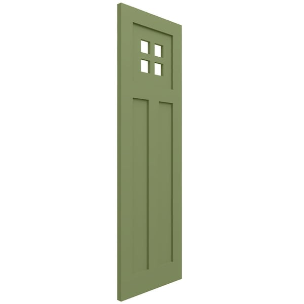 Ekena Millwork True Fit PVC San Antonio Mission Style Fixed Mount Shutters, Moss Green, 12W x 50H, PR - TFP001ST12X050MG