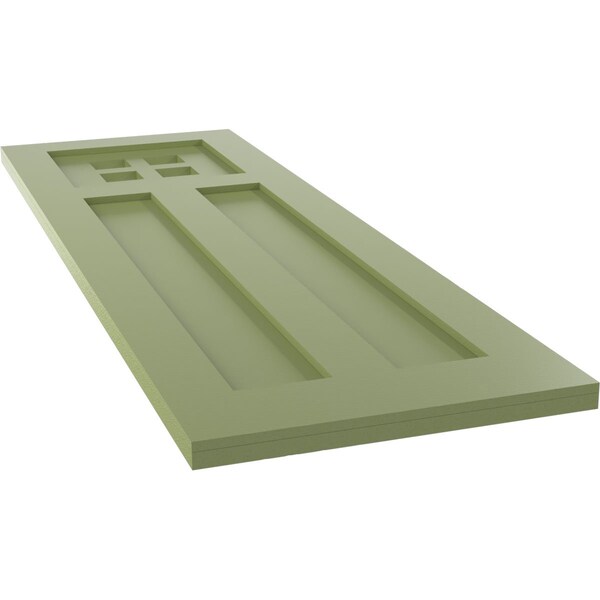 Ekena Millwork True Fit PVC San Antonio Mission Style Fixed Mount Shutters, Moss Green, 12W x 50H, PR - TFP001ST12X050MG