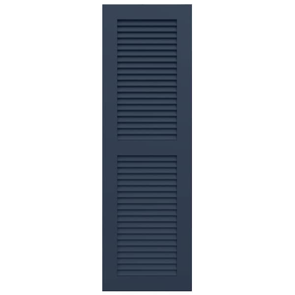 Ekena Millwork True Fit PVC Two Equal Louver Shutters, Starless Night Blue, 18W x 53H, PR - TFP101LVF18X053OB