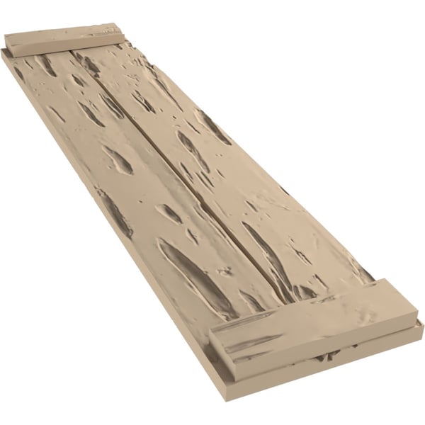 Ekena Millwork Rustic Two Board Joined Board-n-Batten Pecky Cypress Faux Wood Shutters w/End Batten, 11"W x 82"H - SHUBJE11X82PCPR