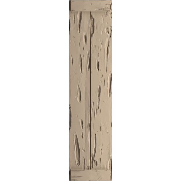 Ekena Millwork Rustic Two Board Joined Board-n-Batten Pecky Cypress Faux Wood Shutters w/End Batten, 11"W x 82"H - SHUBJE11X82PCPR