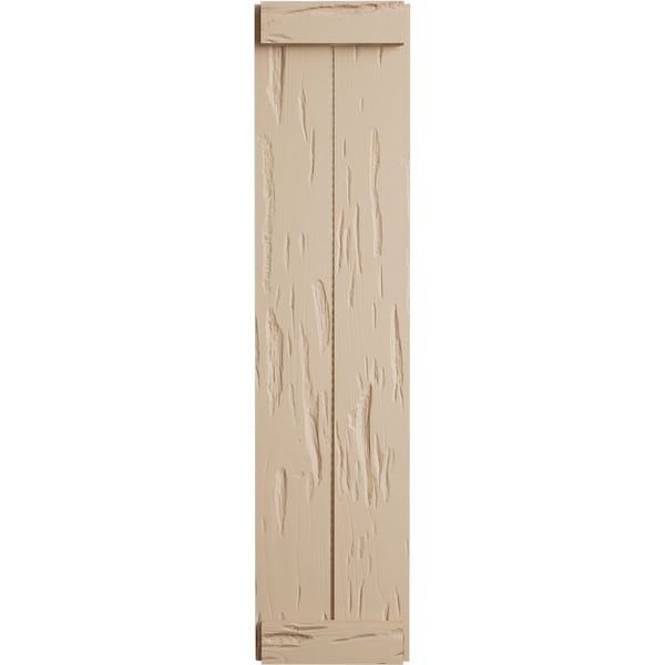 Ekena Millwork Rustic Two Board Joined Board-n-Batten Pecky Cypress Faux Wood Shutters w/End Batten, 11"W x 82"H - SHUBJE11X82PCPR