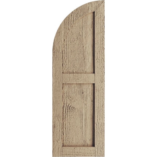 Ekena Millwork Rough Sawn 2 Equal Flat Panel w/Quarter Round Arch Top Faux Wood Shutters, 18Wx56H, 38 Low Side, PR - SHUFPQ18X56RSPR
