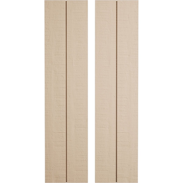 Ekena Millwork Rustic Two Board Joined Board-n-Batten Rough Cedar Faux Wood Shutters w/No Batten, 11W x 80H, PR - SHUBJN11X80RCPR