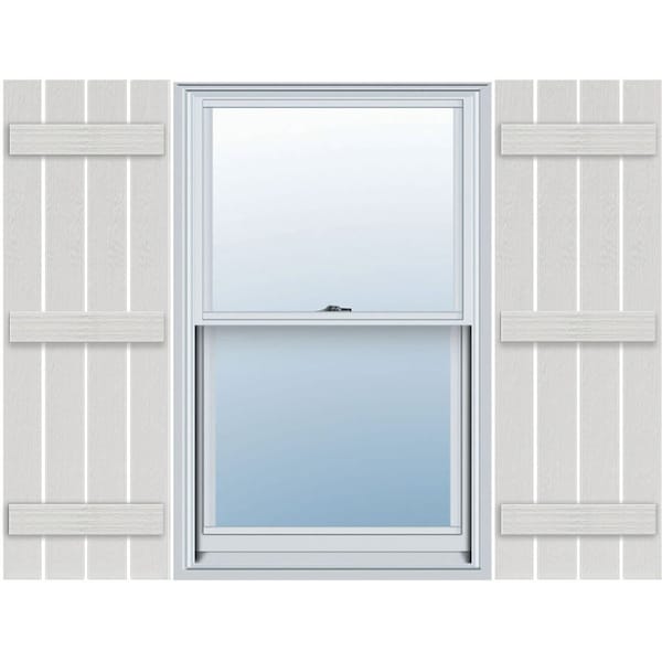 Ekena Millwork Timberthane Faux Rustic Four Board Spaced Board-n-Batten Faux Wood Shutters (Per Pair), 23"W x 62"H - FBS06S23X062RUF