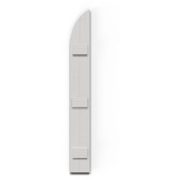 Ekena Millwork Rustic 2 Board Joined Board-n-Batten Faux Wood Shutters w/Quarter Round Arch Top, 10 3/4W x 90H, PR - FBJ06Q11X090RUF