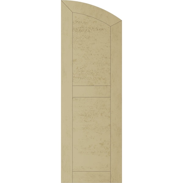 Ekena Millwork Riverwood 2 Equal Flat Panel w/Elliptical Top Faux Wood Shutters, 15W x 34H 29 Low Side, PR - SHUFPL15X34RWPR