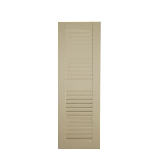 Ekena Millwork Rustic Two Equal Louver Sandblasted Faux Wood Shutters (Per Pair), Primed Tan, 18"W x 36"H - SHULV18X36SDPR