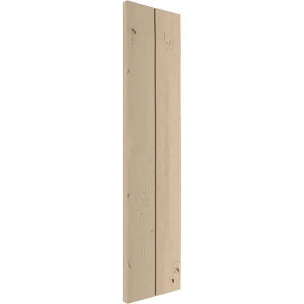 Ekena Millwork Rustic Two Board Joined Board-n-Batten Knotty Pine Faux Wood Shutters w/No Batten, 11W x 86H, PR - SHUBJN11X86KPPR