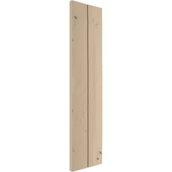 Ekena Millwork Rustic Two Board Joined Board-n-Batten Knotty Pine Faux Wood Shutters w/No Batten, 11W x 86H, PR - SHUBJN11X86KPPR