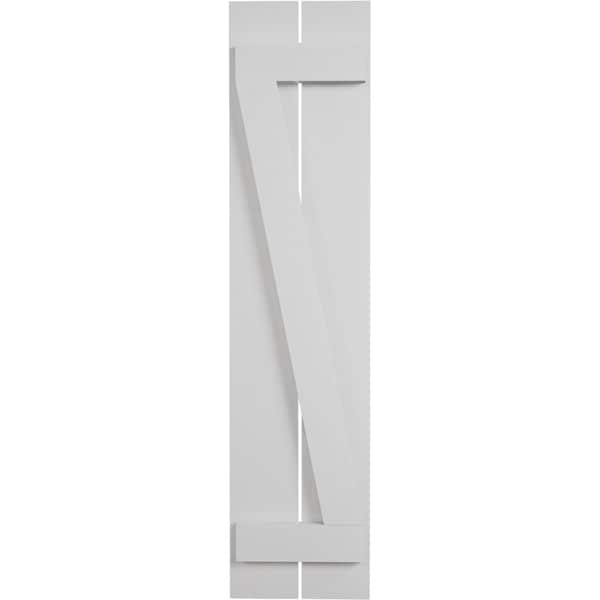 Ekena Millwork Rustic Two Board Spaced Board-n-Batten Smooth Faux Wood Shutters w/Z-Board, 11 1/2W x 54H, PR - SHUBSZ11X54SMPR