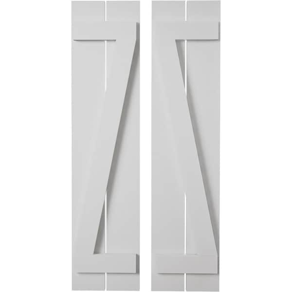 Ekena Millwork Rustic Two Board Spaced Board-n-Batten Smooth Faux Wood Shutters w/Z-Board, 11 1/2W x 54H, PR - SHUBSZ11X54SMPR