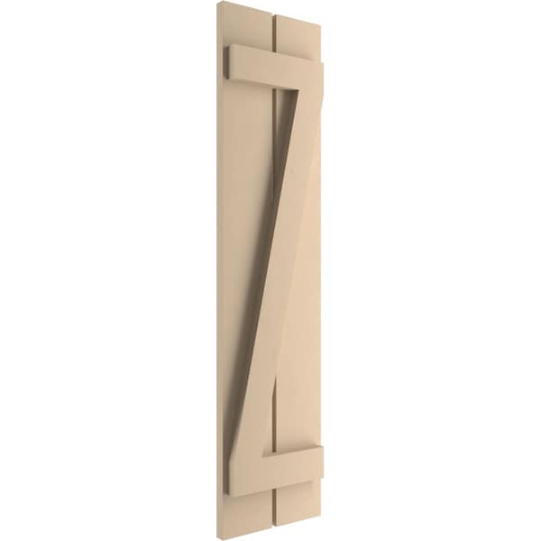 Ekena Millwork Rustic Two Board Spaced Board-n-Batten Smooth Faux Wood Shutters w/Z-Board, 11 1/2W x 54H, PR - SHUBSZ11X54SMPR