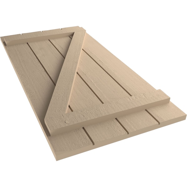 Ekena Millwork Rustic Four Board Joined Board-n-Batten Rough Cedar Faux Wood Shutters w/Z-Board, 22W x 26H, PR - SHUBJZ22X26RCPR