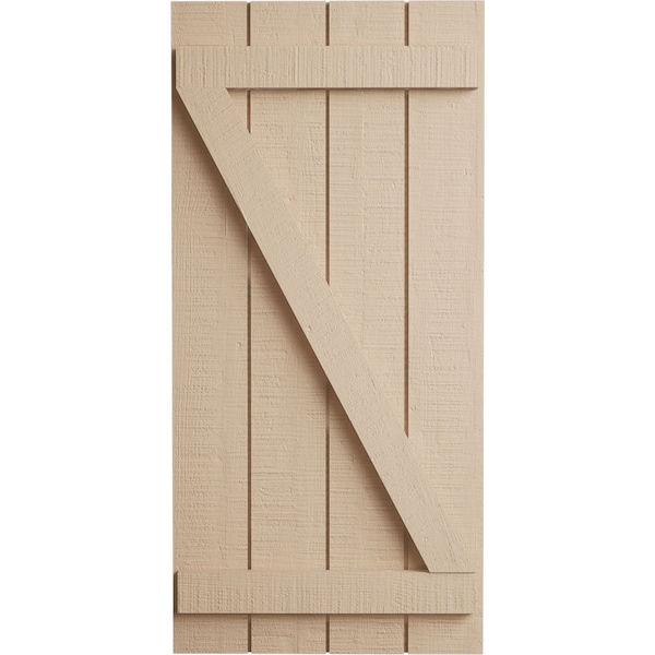 Ekena Millwork Rustic Four Board Joined Board-n-Batten Rough Cedar Faux Wood Shutters w/Z-Board, 22W x 26H, PR - SHUBJZ22X26RCPR