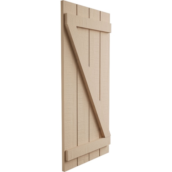 Ekena Millwork Rustic Four Board Joined Board-n-Batten Rough Cedar Faux Wood Shutters w/Z-Board, 22W x 26H, PR - SHUBJZ22X26RCPR