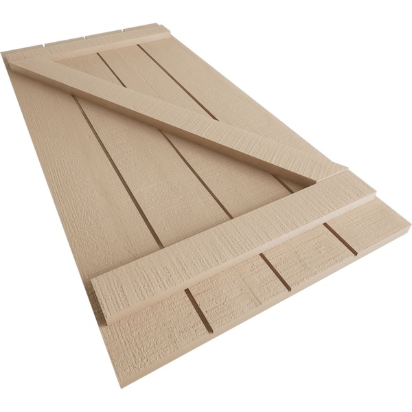 Ekena Millwork Rustic Four Board Joined Board-n-Batten Rough Cedar Faux Wood Shutters w/Z-Board, 22W x 26H, PR - SHUBJZ22X26RCPR