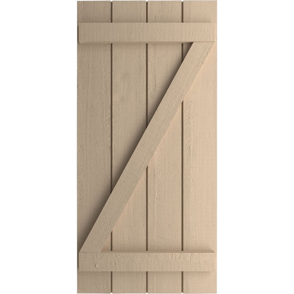 Ekena Millwork Rustic Four Board Joined Board-n-Batten Rough Cedar Faux Wood Shutters w/Z-Board, 22W x 26H, PR - SHUBJZ22X26RCPR