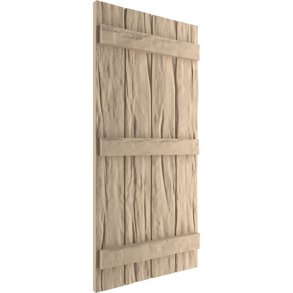 Ekena Millwork Rustic Four Board Joined Board-n-Batten Riverwood Faux Wood Shutters, 22W x 62H, PR - SHUBJS22X62RWPR