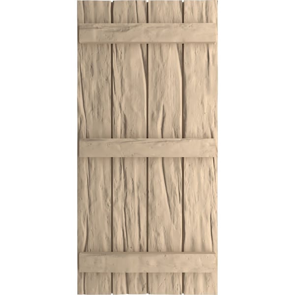 Ekena Millwork Rustic Four Board Joined Board-n-Batten Riverwood Faux Wood Shutters, 22W x 62H, PR - SHUBJS22X62RWPR