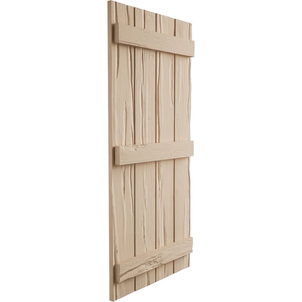 Ekena Millwork Rustic Four Board Joined Board-n-Batten Riverwood Faux Wood Shutters, 22W x 62H, PR - SHUBJS22X62RWPR