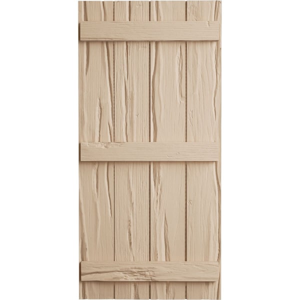 Ekena Millwork Rustic Four Board Joined Board-n-Batten Riverwood Faux Wood Shutters, 22W x 62H, PR - SHUBJS22X62RWPR