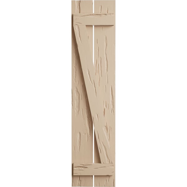 Ekena Millwork Rustic Two Board Spaced Board-n-Batten Pecky Cypress Faux Wood Shutters w/Z-Board, 11 1/2"W x 88"H - SHUBSZ11X88PCPR