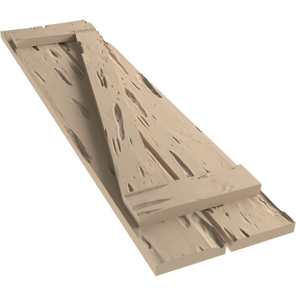 Ekena Millwork Rustic Two Board Spaced Board-n-Batten Pecky Cypress Faux Wood Shutters w/Z-Board, 11 1/2"W x 88"H - SHUBSZ11X88PCPR