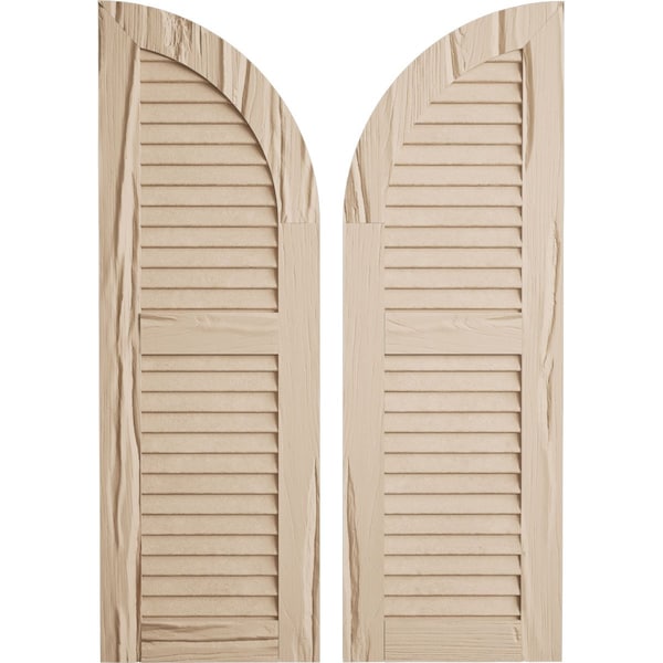 Ekena Millwork Riverwood 2 Equal Louver w/Quarter Round Arch Top Faux Wood Shutters, 12W x 70H 58 Low Side, PR - SHULVQ12X70RWPR