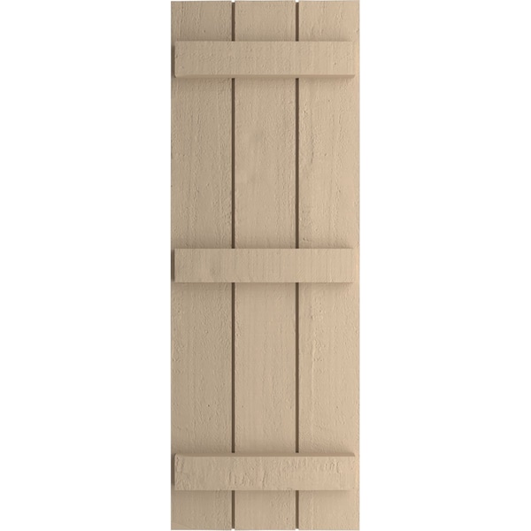 Ekena Millwork Rustic Three Board Joined Board-n-Batten Rough Cedar Faux Wood Shutters, 16 1/2W x 60H, PR - SHUBJS16X60RCPR