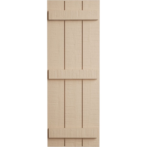 Ekena Millwork Rustic Three Board Joined Board-n-Batten Rough Cedar Faux Wood Shutters, 16 1/2W x 60H, PR - SHUBJS16X60RCPR