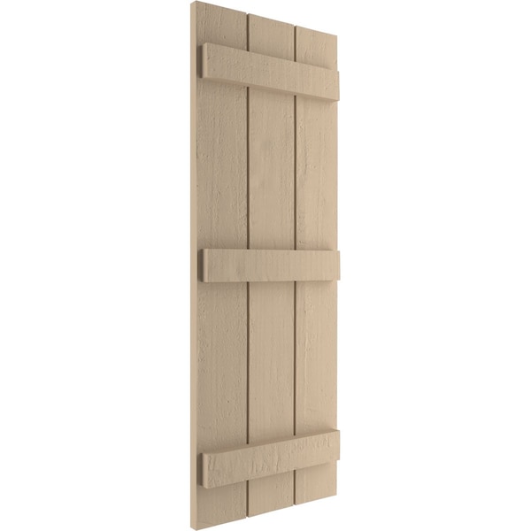 Ekena Millwork Rustic Three Board Joined Board-n-Batten Rough Cedar Faux Wood Shutters, 16 1/2W x 60H, PR - SHUBJS16X60RCPR
