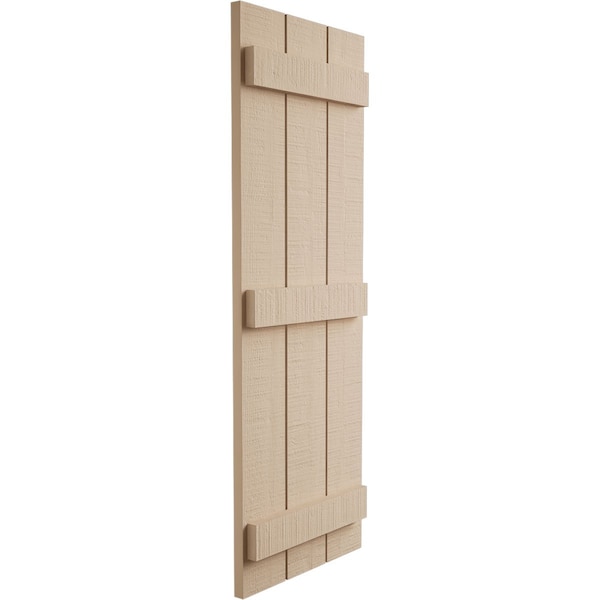 Ekena Millwork Rustic Three Board Joined Board-n-Batten Rough Cedar Faux Wood Shutters, 16 1/2W x 60H, PR - SHUBJS16X60RCPR