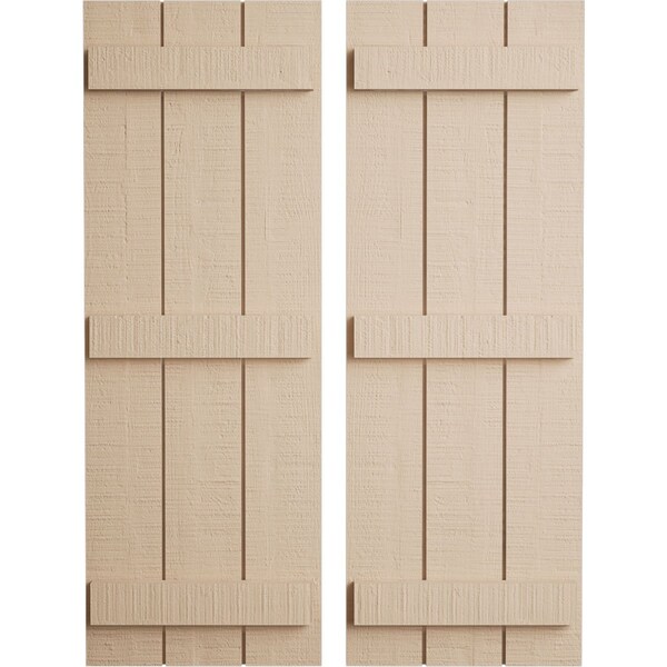 Ekena Millwork Rustic Three Board Joined Board-n-Batten Rough Cedar Faux Wood Shutters, 16 1/2W x 60H, PR - SHUBJS16X60RCPR