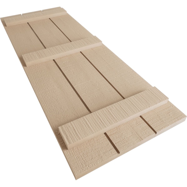 Ekena Millwork Rustic Three Board Joined Board-n-Batten Rough Cedar Faux Wood Shutters, 16 1/2W x 60H, PR - SHUBJS16X60RCPR