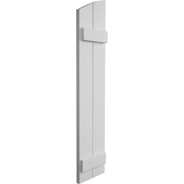 Ekena Millwork Smooth 2 Board Joined Board-n-Batten w/Elliptical Top Faux Wood Shutters, 11W x 54H, PR - SHUBJL11X54SMPR